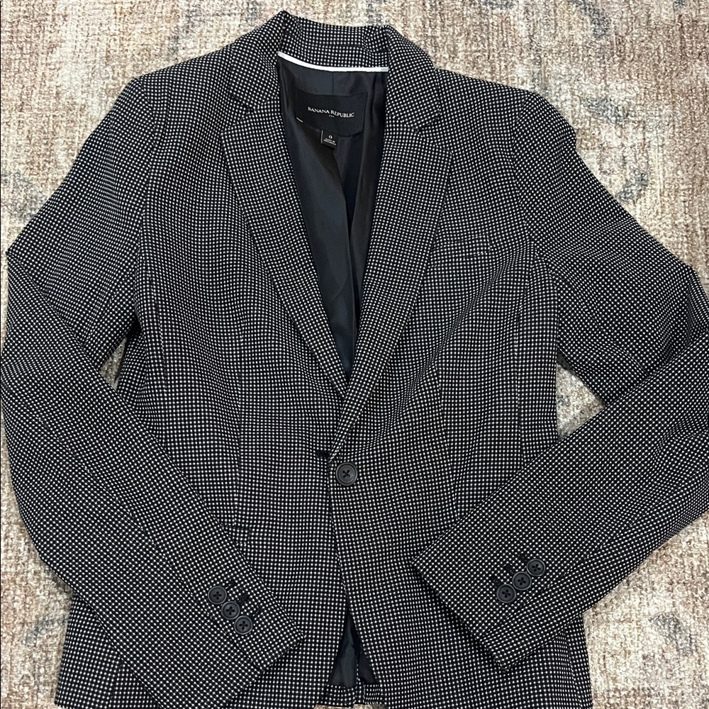 Banana Republic Black and White Checkered Blazer